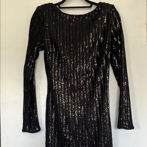 Forever 21 Open Back Black Sequin Dress